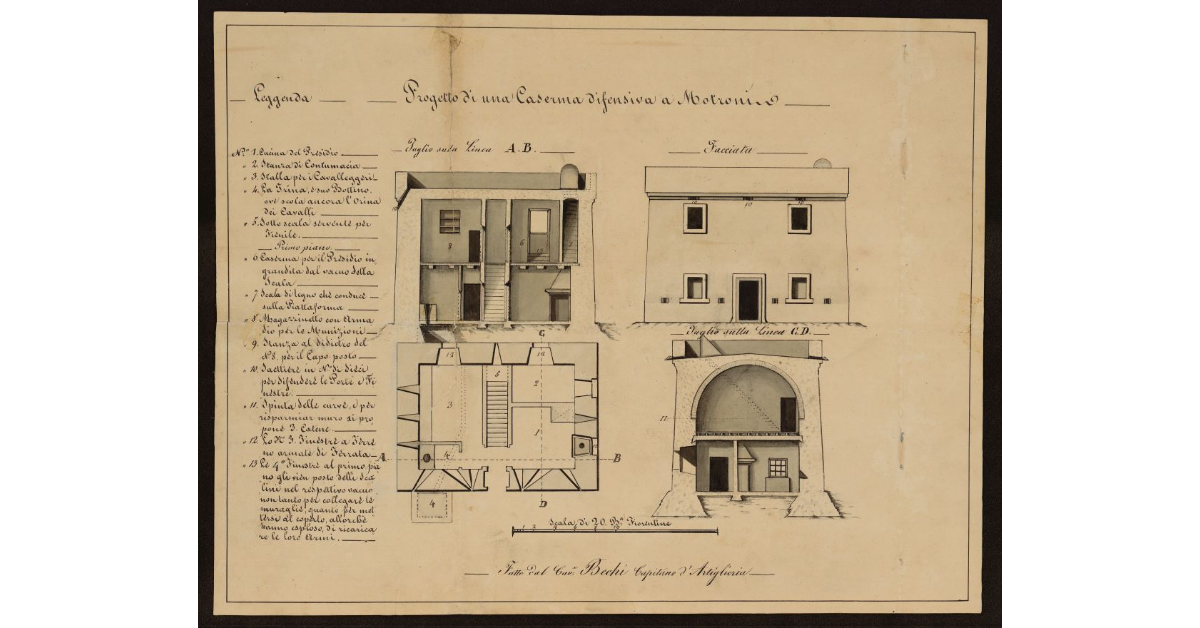 Progetto di una caserma difensiva a Motroni [Motrone di Pietrasanta]