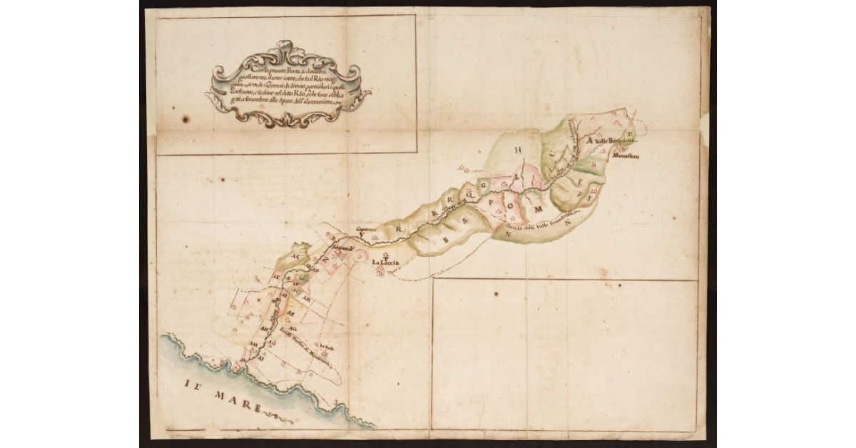 [Corso del Rio Maggiore da Valle Benedetta al mare a sud di Livorno]