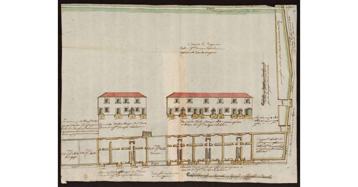 Pianta e facciata delle stanze che deve fare il signor Jacopo Chiellini [a Livorno]