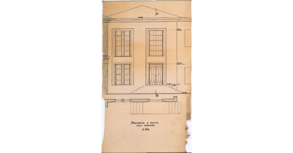 Prospetto e pianta sulla terrazza