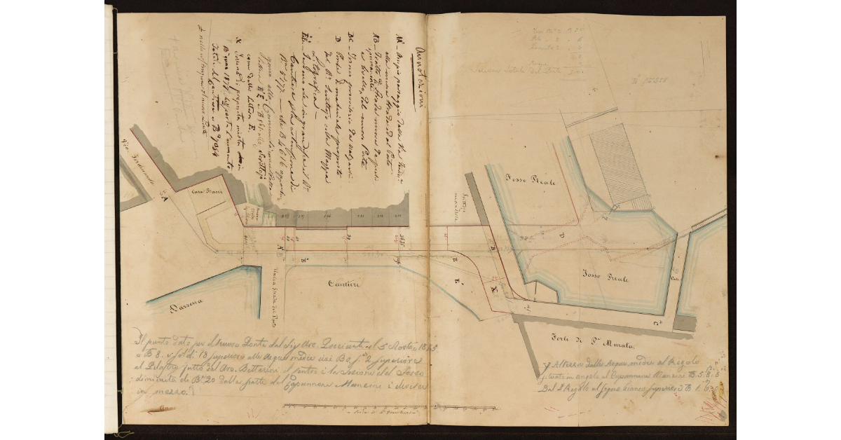 [Sistemazione della strada di Darsena dalla già demolita Porta Colonnella al Ponte dei Cappuccini a Livorno]