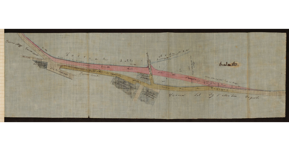 [Deviazione e rettificazione di un tronco del primo tratto della Via di Popogna, lungo il Rio Ardenza e di faccia ai Molini a Vapore di Collinaja a Livorno]
