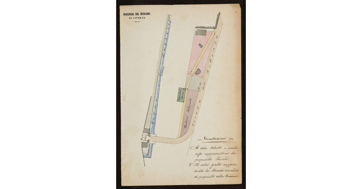 [Proprietà Tomei presso la Porta a Mare, il Fosso dei Lazzaretti e la Strada dell'Ardenza a Livorno]