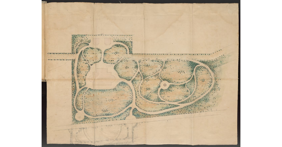 [Disegno del Cisternino di Pian di Rota e del Parco circostante]