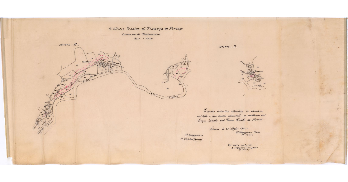 [Mappe di derivazione catastale: comune di Pratovecchio sez. H e sezione B]