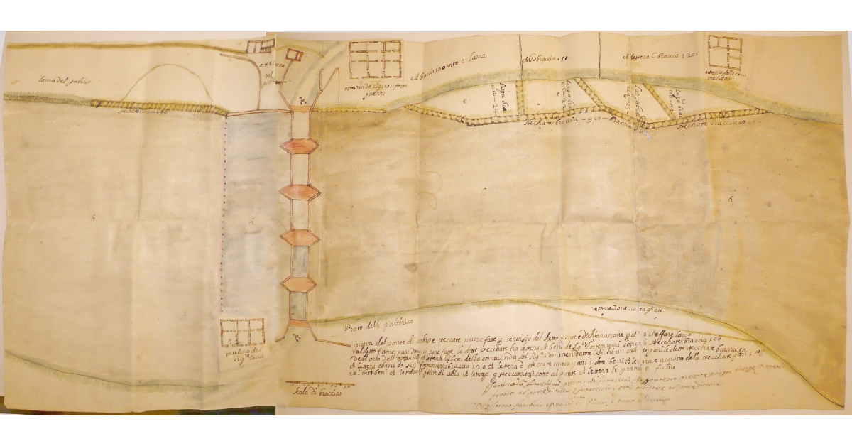 Pianta del ponte di Arbia e steccate nuove fatte per servizio del detto ponte