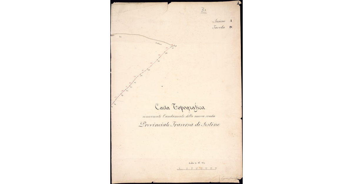 Sezione I. Tavola IV. Carta topografica concernente l’andamento della nuova strada Provinciale Traversa di Sestino