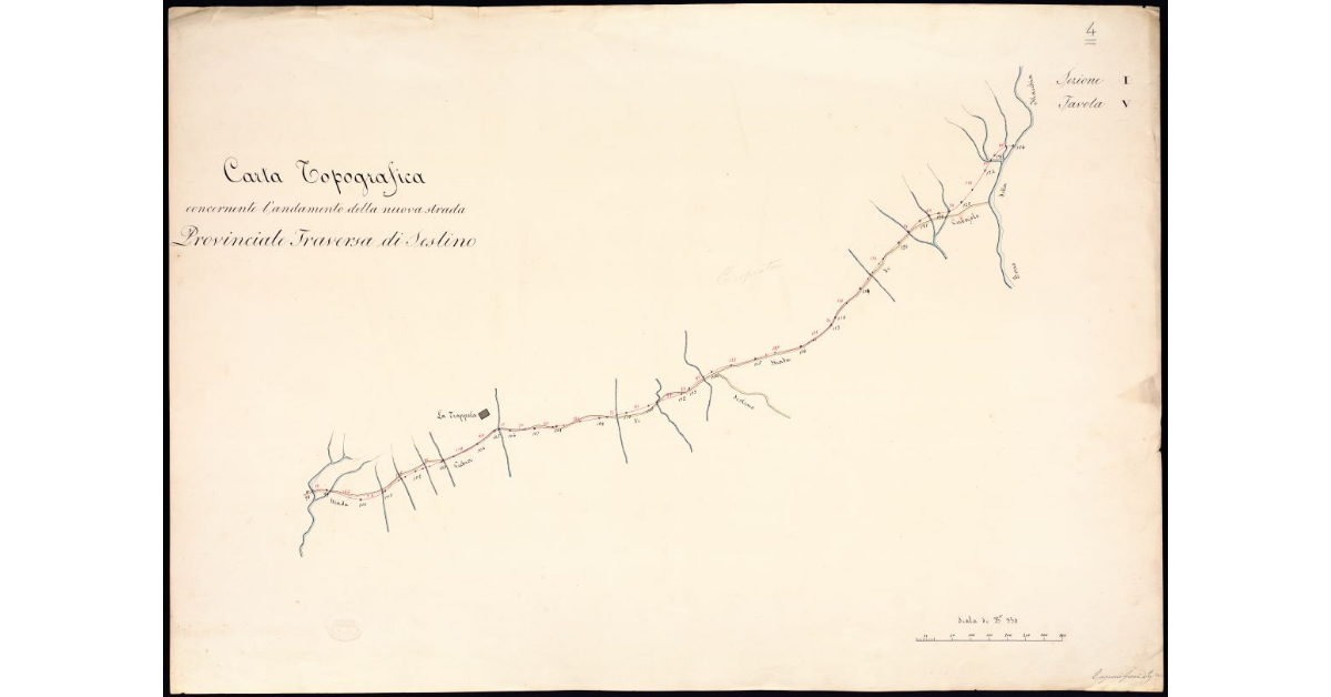 Sezione I. Tavola V. Carta topografica concernente l’andamento della nuova strada Provinciale Traversa di Sestino