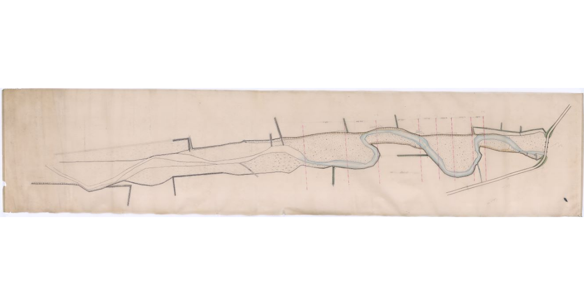 [Planimetria del fiume Arno dal ponte Foderino a valle del Torrente Solano]