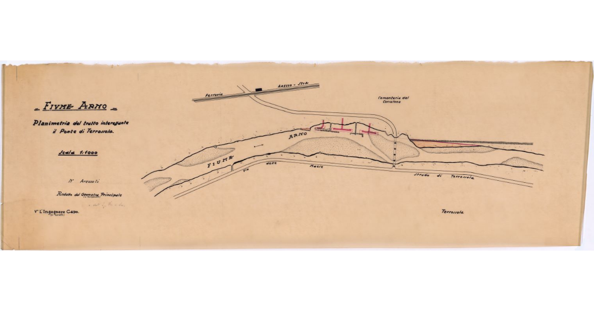 Fiume Arno. Planimetria del tratto interessante il Ponte di Terrorsola