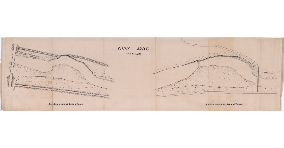 [Fiume Arno. Corrosioni a valle di Ponte a Toppoli e a monte del Ponte di Terrorsola]