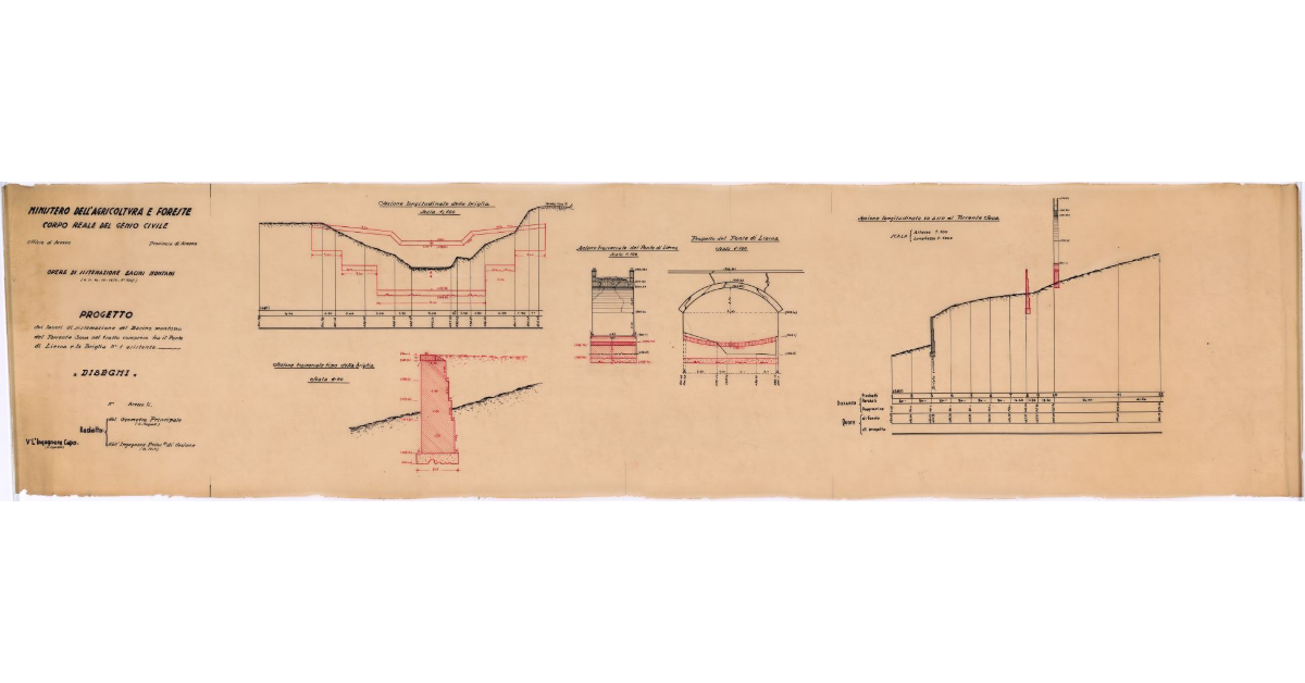 Progetto dei lavori di sistemazione del Bacino montano del torrente Sova nel tratto compreso fra il ponte di Lierna e la briglia n. 1 esistente. Disegni