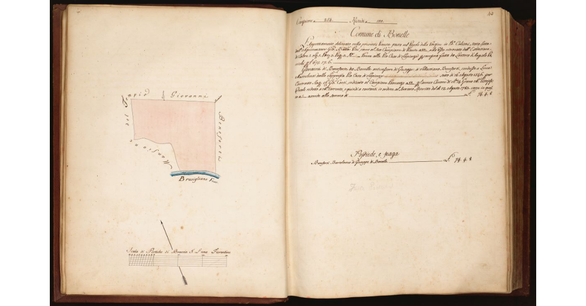 [Pianta di un appezzamento di terreno situato in località "Calistri", Comune di Bonelle, Popolo della Vergine]