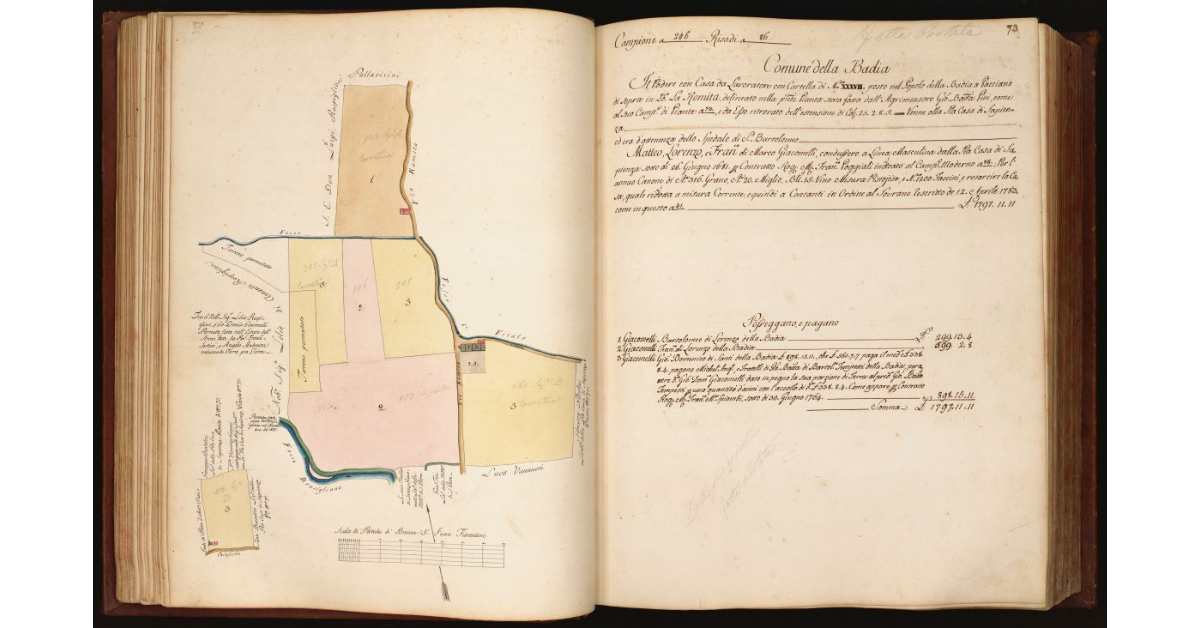 [Pianta di un podere con casa da lavoratore situato in località "La Romita", Comune della Badia, Popolo della Badia a Pacciano di Sopra]