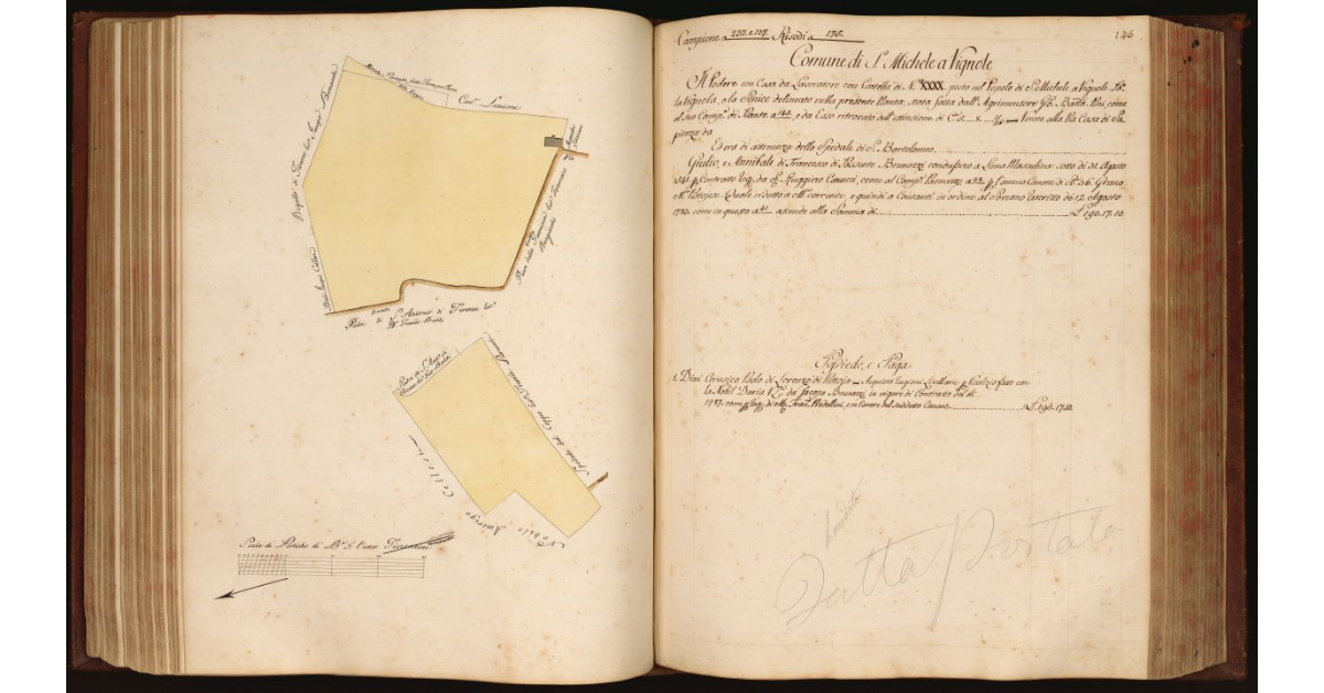 [Pianta di un podere con casa da lavoratore, che si trova in località "la Vignola" nel Comune e Popolo di S. Michele a Vignole]