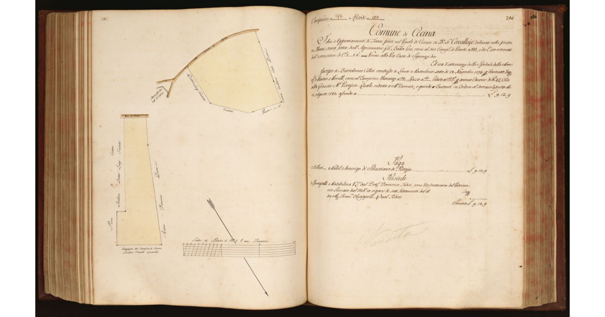 [Pianta di due appezzamenti di terreno situati in località "Le Cavallaie" nel Comune e Popolo di Cecina]