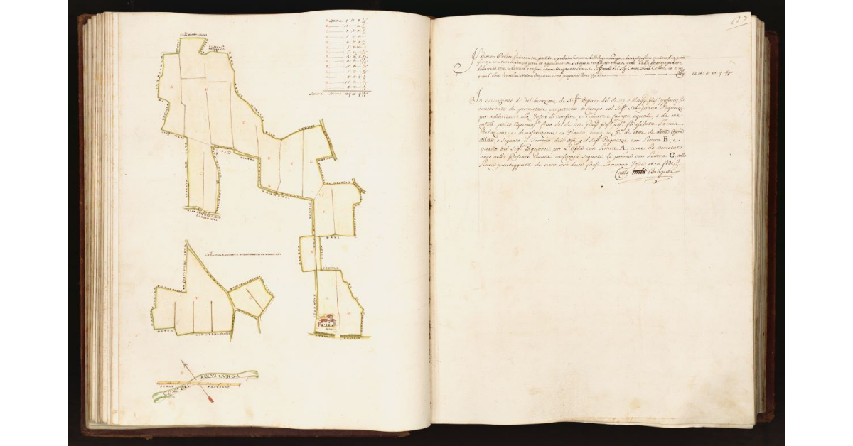 [Pianta di un un podere situato nei comuni di Acqualunga e S. Agostino]