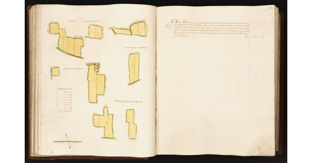 [Pianta di un podere situato nei comuni di Chiazzano, Capannelle, Acqualunga e Acqualunga in Selvatana]