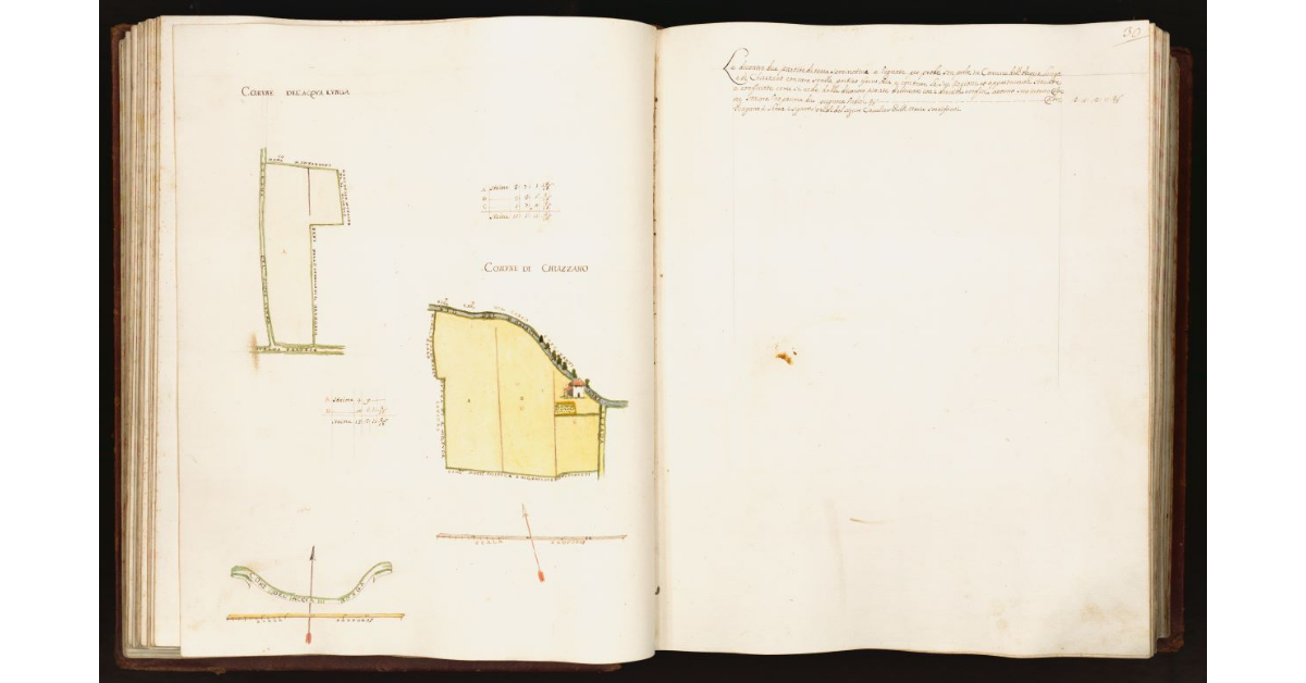 [Pianta di due partite di terra situate nei comuni di Acqualunga e Chiazzano]