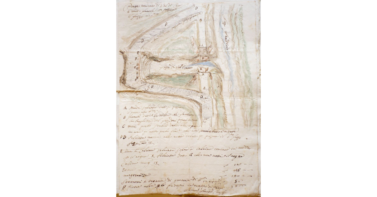 Ponte rovinato di Val di Cava e modo facile per passare il Fosso medesimo