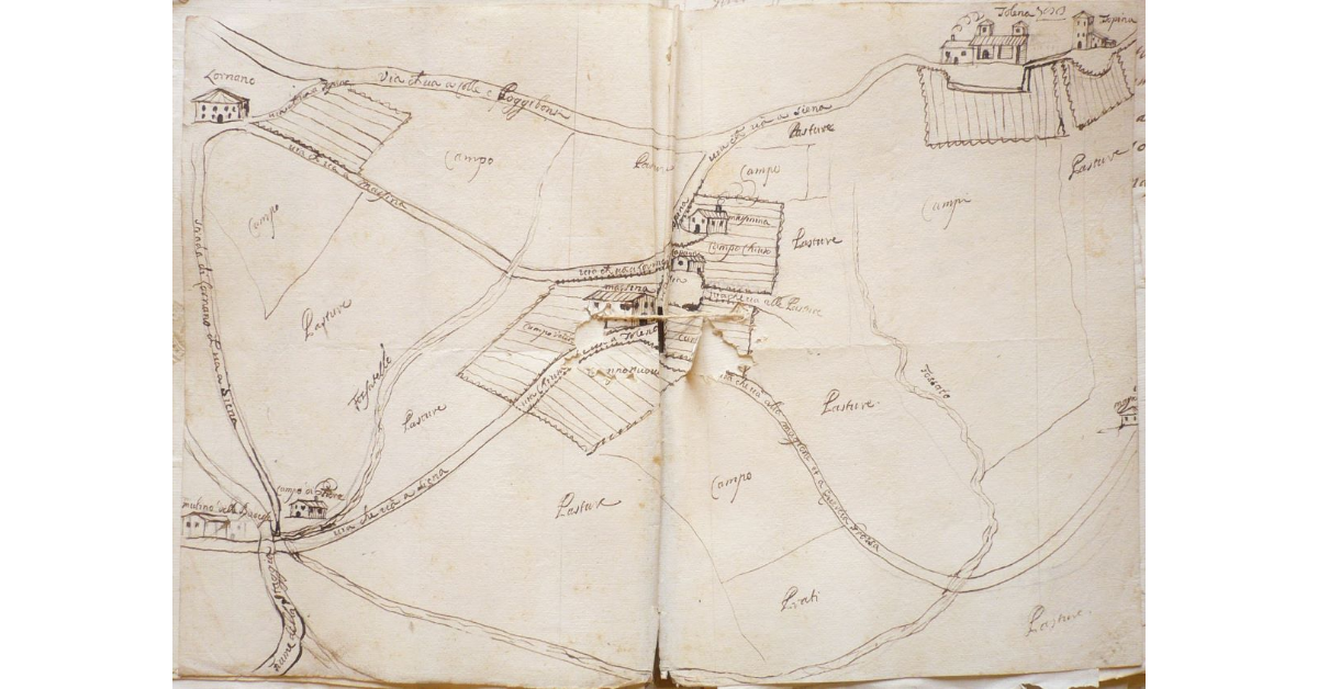 [Pianta della viabilità nei pressi di Lornano, Tolena e Topina]