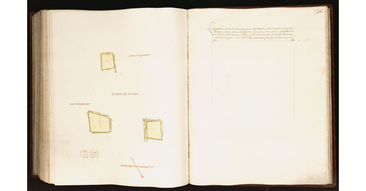 [Pianta di tre partite di terra situate nel comune di Tizzana e nel comune di Quarrata]