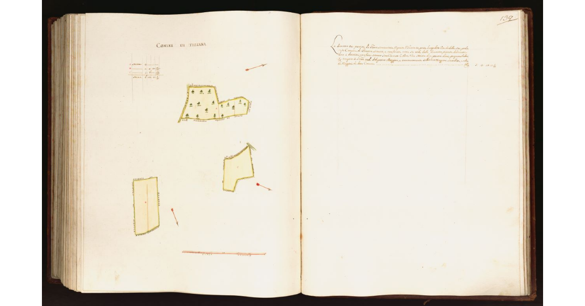 [Pianta di tre partite di terra situate nel comune di Tizzana]