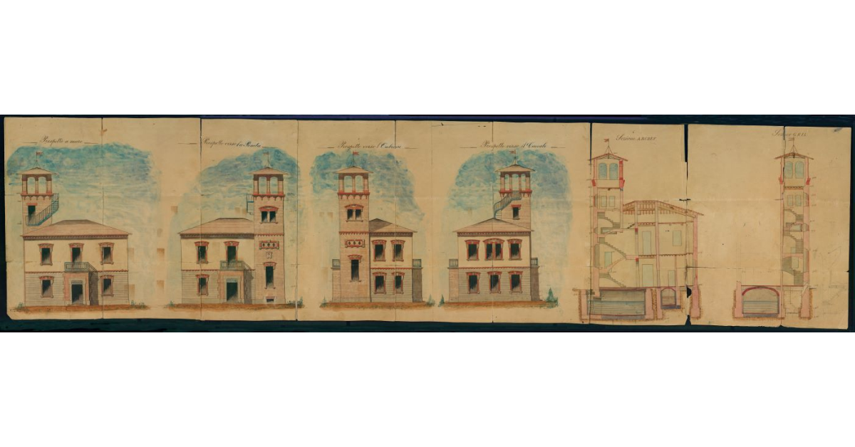 [Prospetti e sezioni del casello idraulico presso il ponte Chiavica]