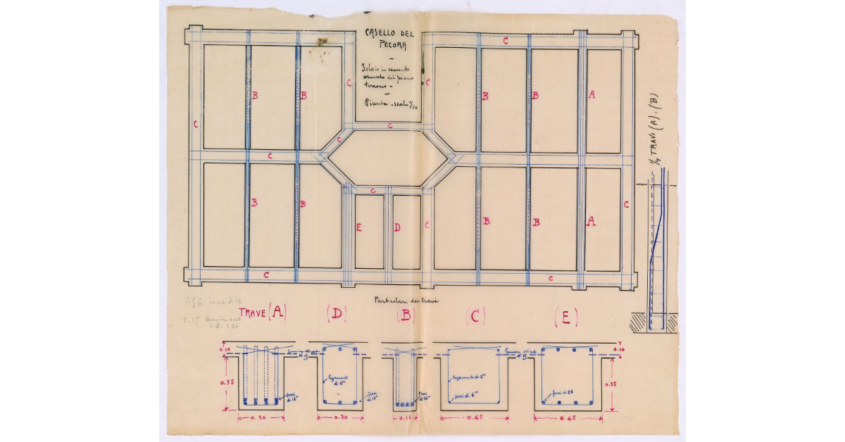 [Casello del Pecora. Solaio in cemento armato del piano terreno]