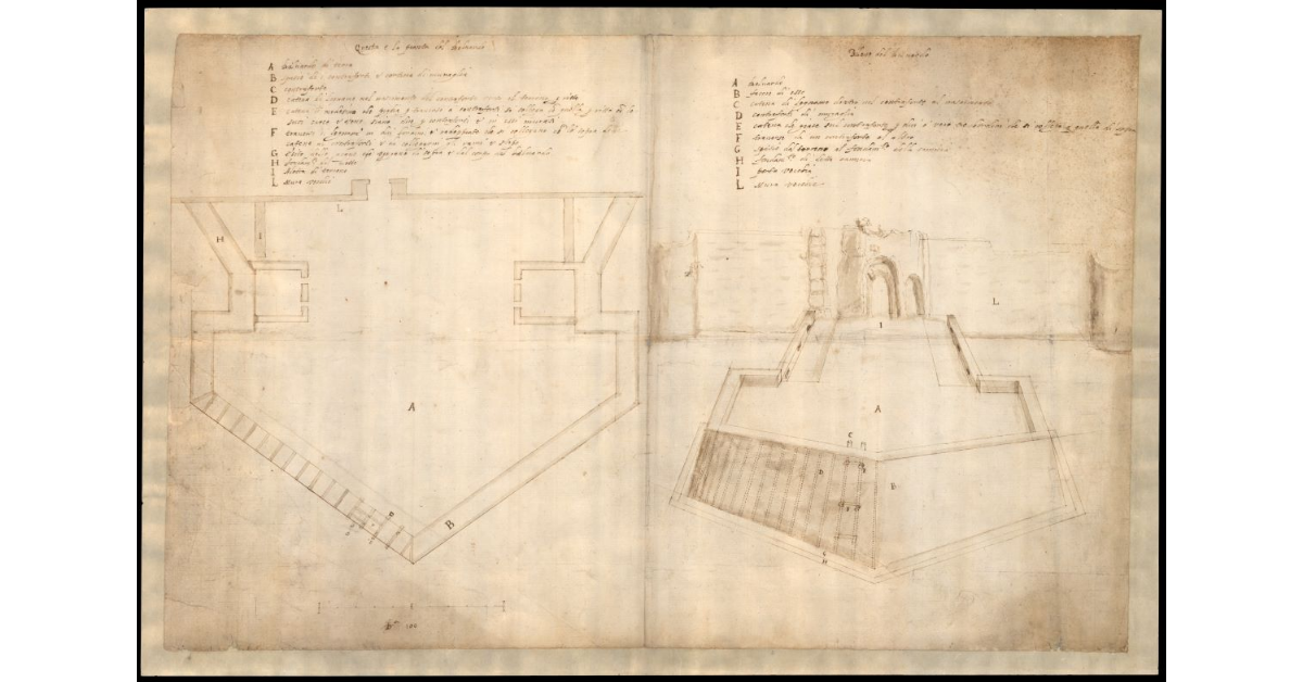 [Pianta e rilievo di baluardo a Lucca]