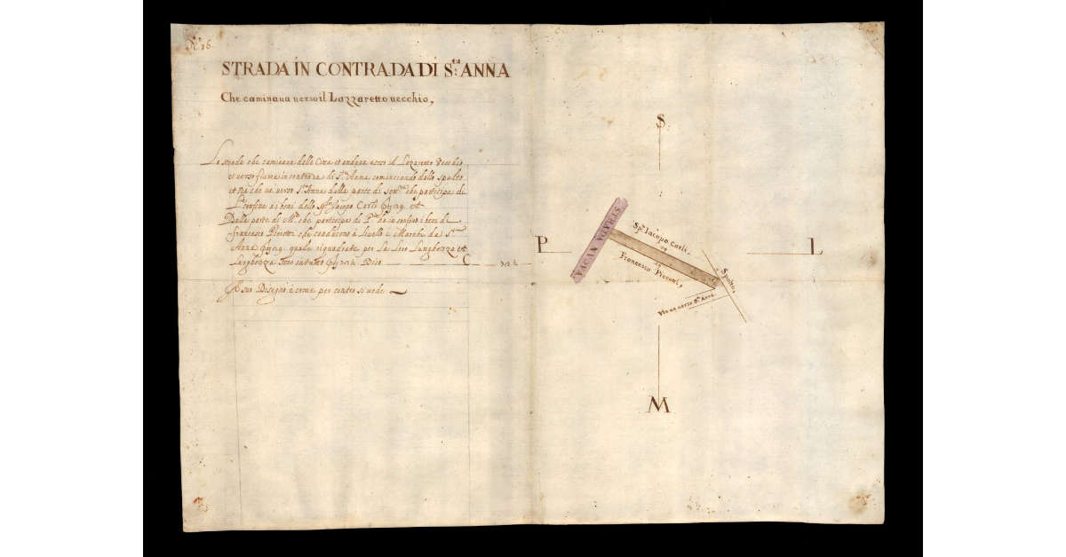 [Strada in contrada di S.Anna che caminava verso il lazzaretto vecchio a Lucca]