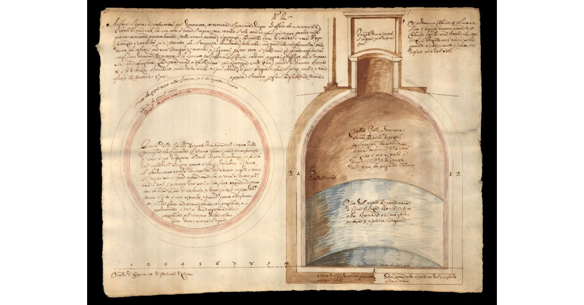 [Pianta e Rilievo di cisterna a Lucca]