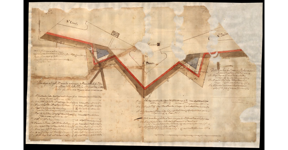 Beni occupati nelli spalti delle mezzelune et strade coperte dal puntone del baluardo di Santa Croce fino al puntone del baluardo San Paolino [a Lucca]