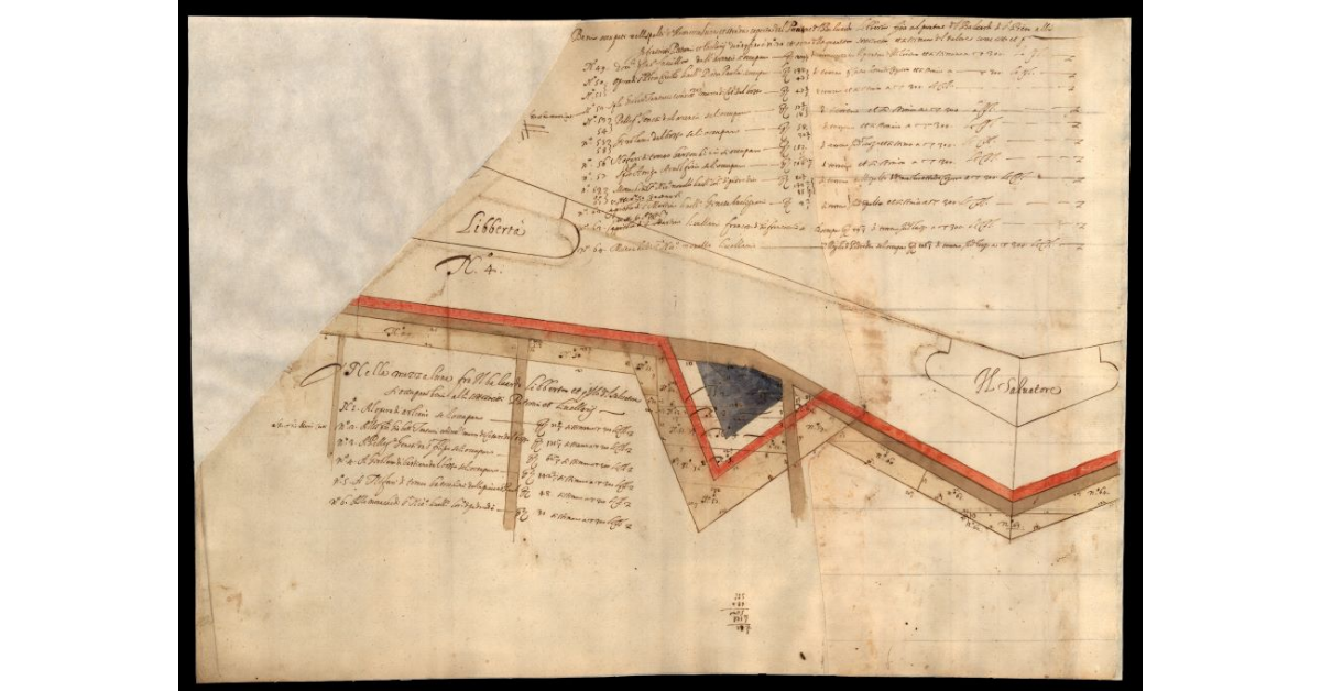 Beni occupati nelli spalti delle mezzelune et strada coperta dal puntone del baluardo Libertà fino al puntone del baluardo di S. Piero [a Lucca]