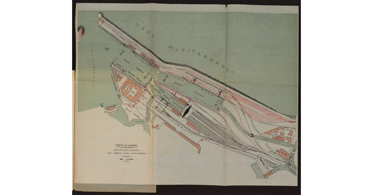 Porto di Livorno. Scalo ferroviario marittimo. Bacini Cappellini e Firenze e Darsena Staz. Marittima