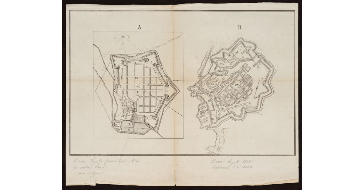 [Confronto tra i presumibili progetti del Porto di Livorno del Buontalenti e di Ferdinando I de' Medici]