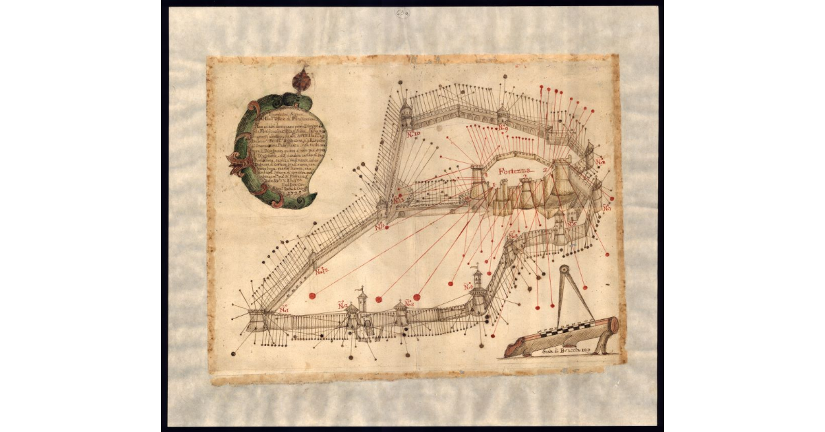 Pianta e prospetiva della fortificatione di Castiglione