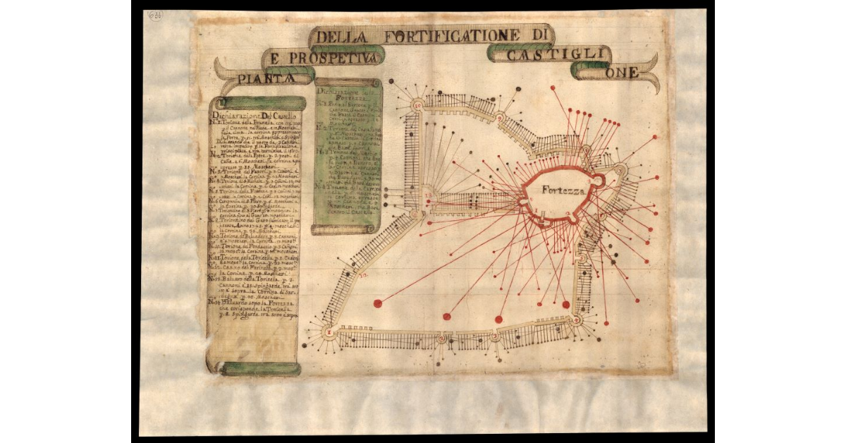 Pianta e prospetiva della fortificatione di Castiglione