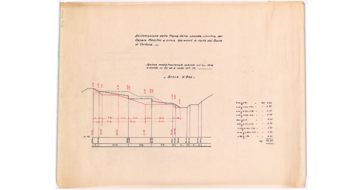 Sistemazione della frana della sponda sinistra del Canale Maestro a circa 300 metri a valle del ponte di Cortona