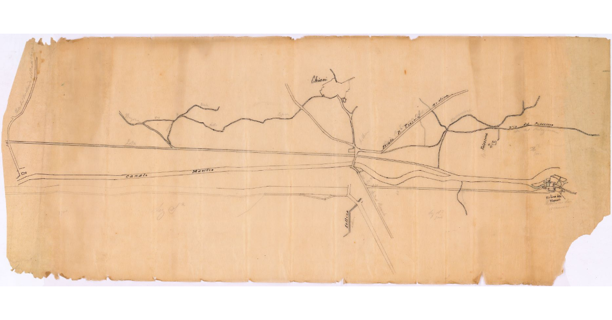 [Canale Maestro della Chiana. Plametria del tratto dalla strada dal Bastardo al Battifolle fino al mulino dei Monaci]