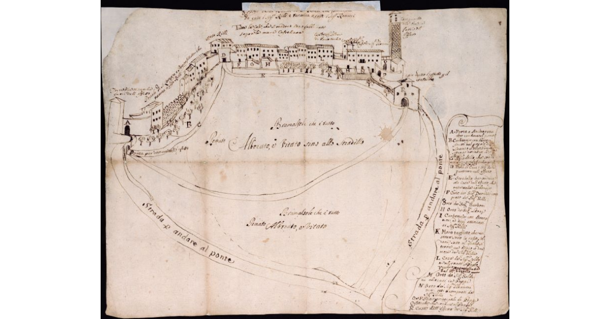[Fabbricati costruiti sulle mura castellane a Poppi]