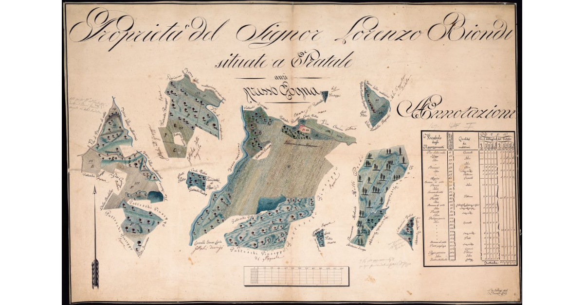 Proprietà del Signor Lorenzo Biondi situate a Pratale anzi presso Agna