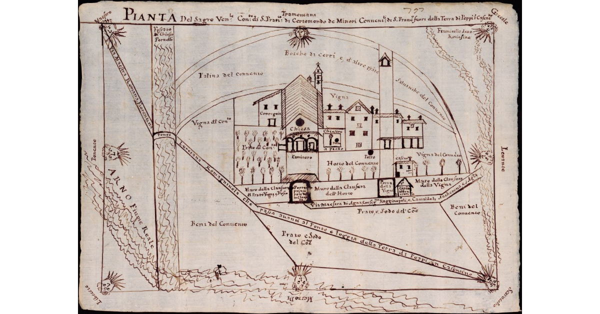 Pianta del Sagro Ven.le Con.to di S. Fran.co di Certomondo de Minori Convent.li di San Fran.co fuori della terra di Poppi in Casentino