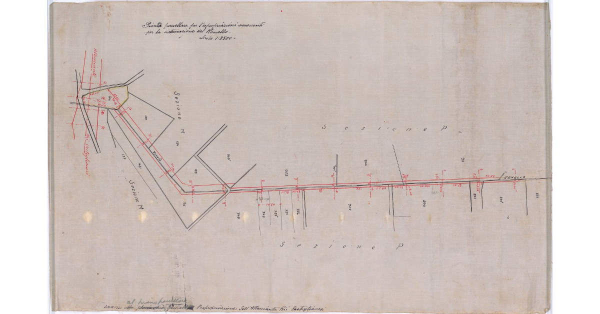 Pianta parcellare per l'espropriazioni occorrenti per la sistemazione del Renello