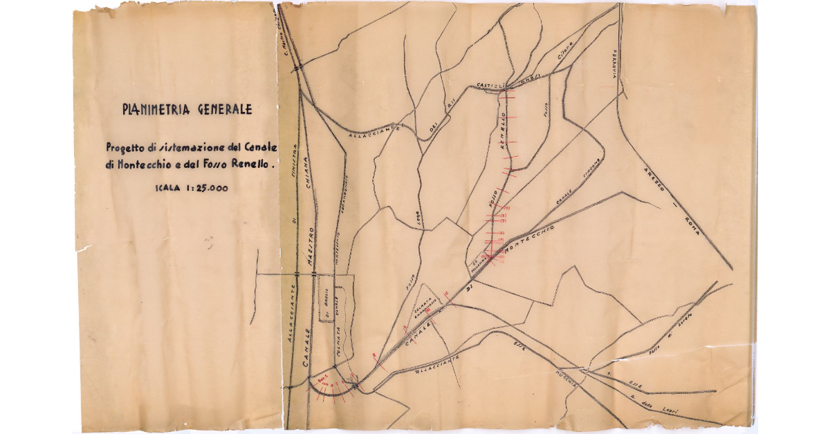 Planimetria generale. Progetto di sistemazione del Canale di Montecchio e del Fosso Renello