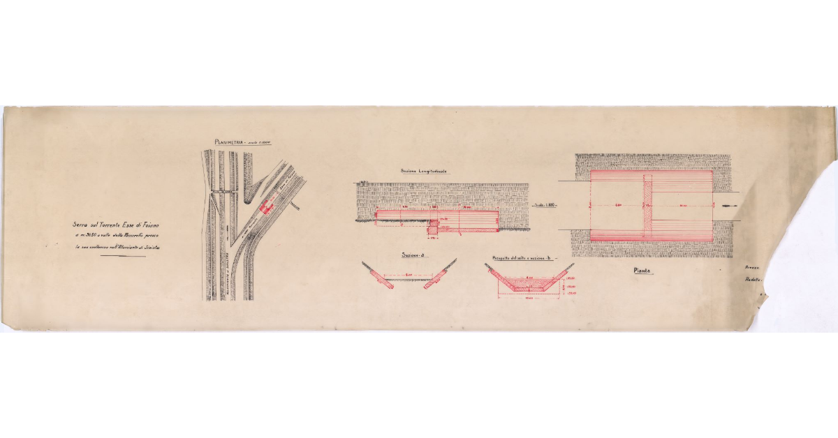 Serra sul torrente Esse di Foiano a m 30,50 a valle della passerella presso la sua confluenza nell’Allacciante di Sinistra