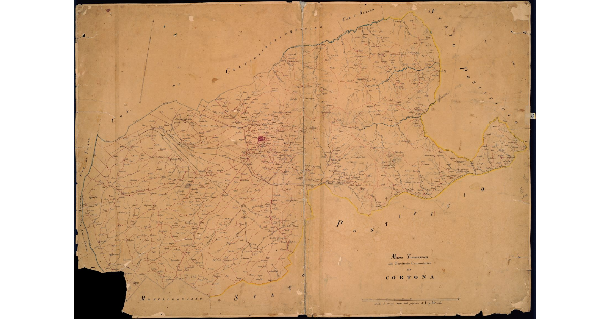 Mappa topografica del territorio comunitativo di Cortona