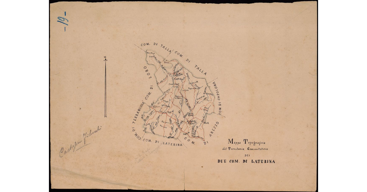Mappa topografica del territorio comunitativo dei due Com. di Laterina [in realtà Castiglion Fibocchi]