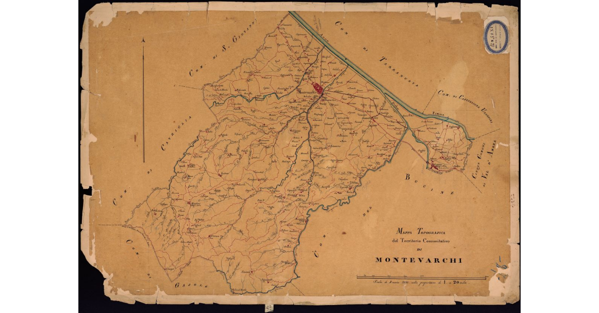 Mappa topografica del territorio comunitativo di Montevarchi