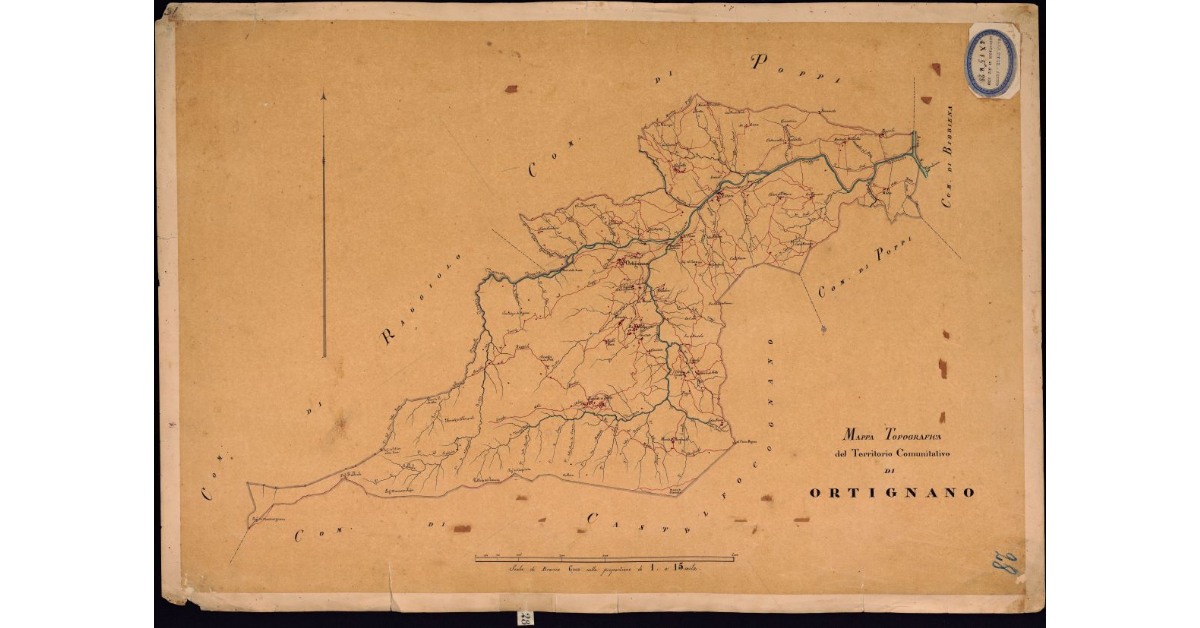 Mappa topografica del territorio comunitativo di Ortignano